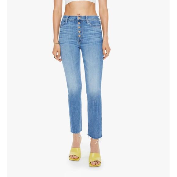 Mother The Pixie Dazzler Sz 30 Ankle Fray Boogie Down Blue High Rise Stretch - Picture 1 of 16